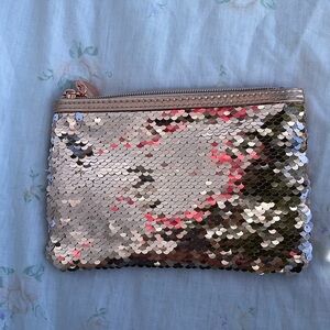 Macys Cosmetics glitter sequin makeup pouch